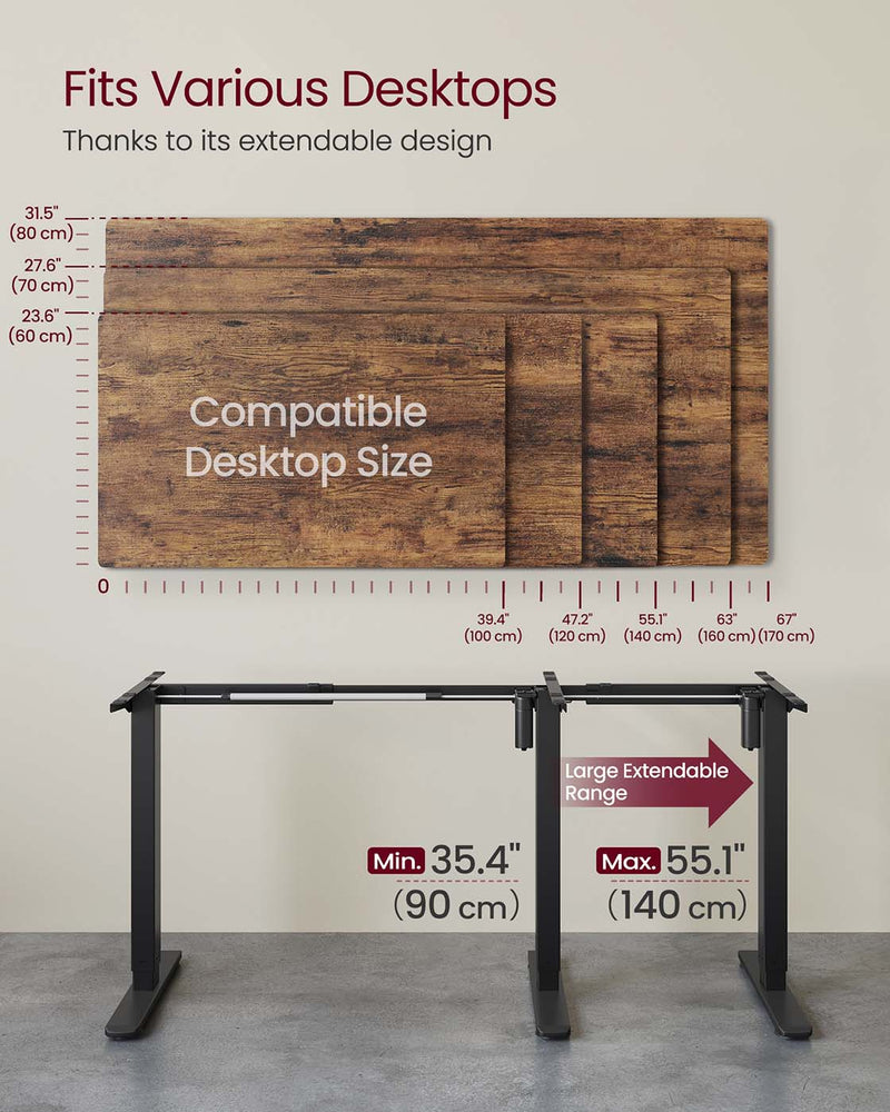 Electric Standing Desk Frame with Adjustable Height and Memory Settings by Vasagle