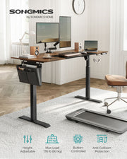 Height Adjustable Electric Standing Desk with 4 Preset Heights Rustic Brown by Songmics