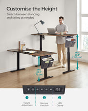 Height Adjustable Electric Standing Desk with 4 Preset Heights Rustic Brown by Songmics