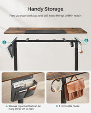 Height Adjustable Electric Standing Desk with 4 Preset Heights Rustic Brown by Songmics