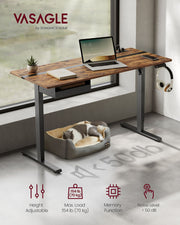 Electric Height Adjustable Standing Desk 140 x 60 cm Ergonomic Workstation by Vasagle