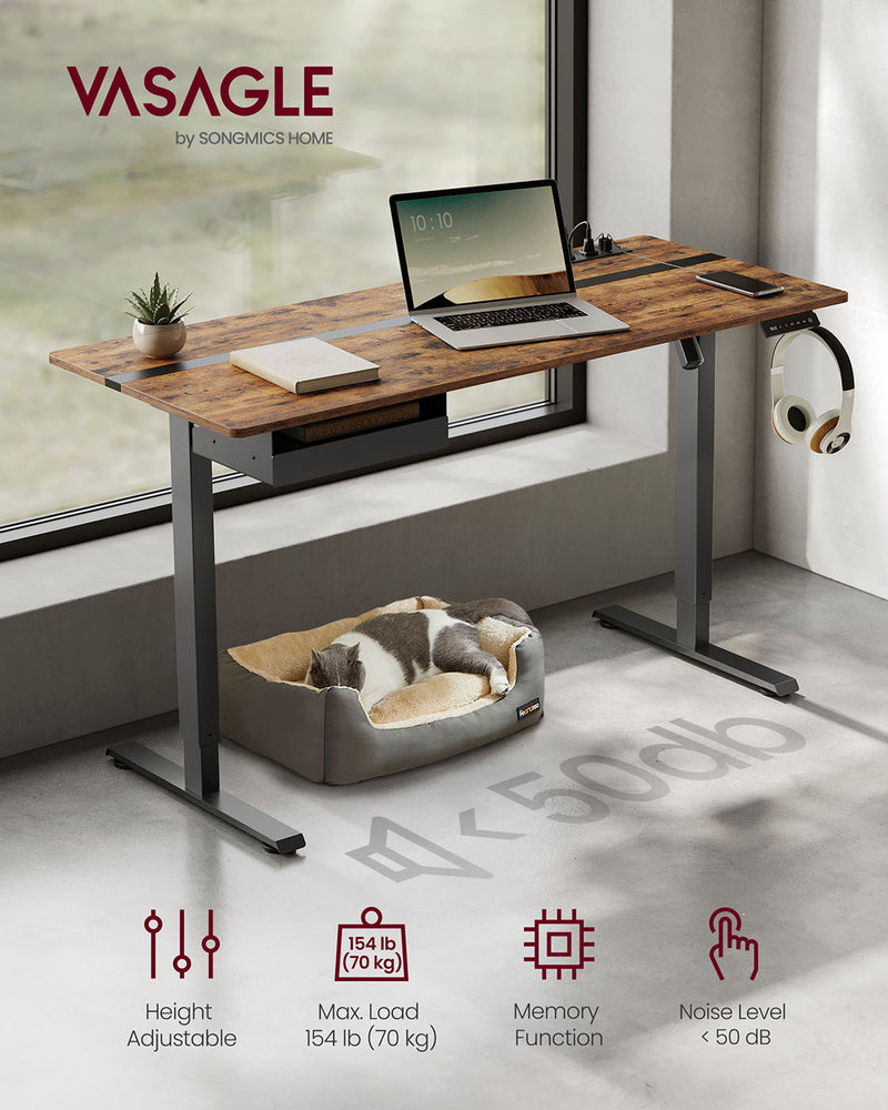 Electric Height Adjustable Standing Desk 140 x 60 cm Ergonomic Workstation by Vasagle