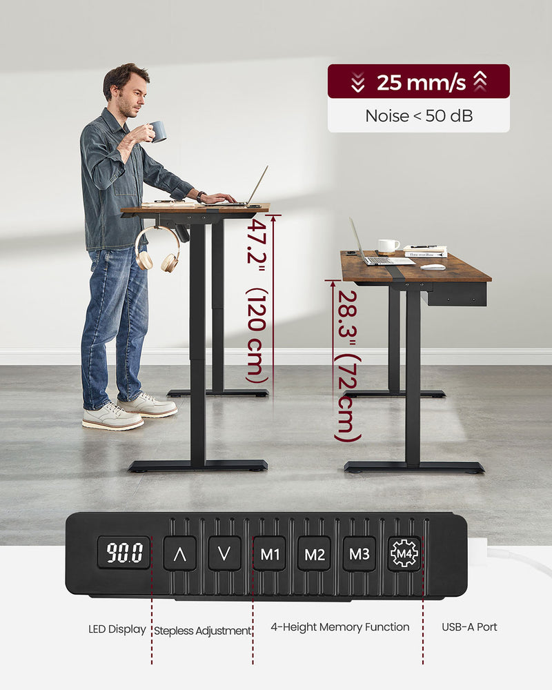 Electric Height Adjustable Standing Desk 140 x 60 cm Ergonomic Workstation by Vasagle