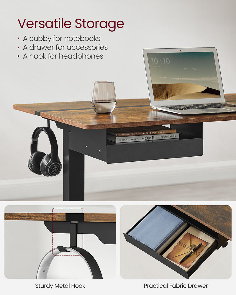 Electric Height Adjustable Standing Desk 140 x 60 cm Ergonomic Workstation by Vasagle