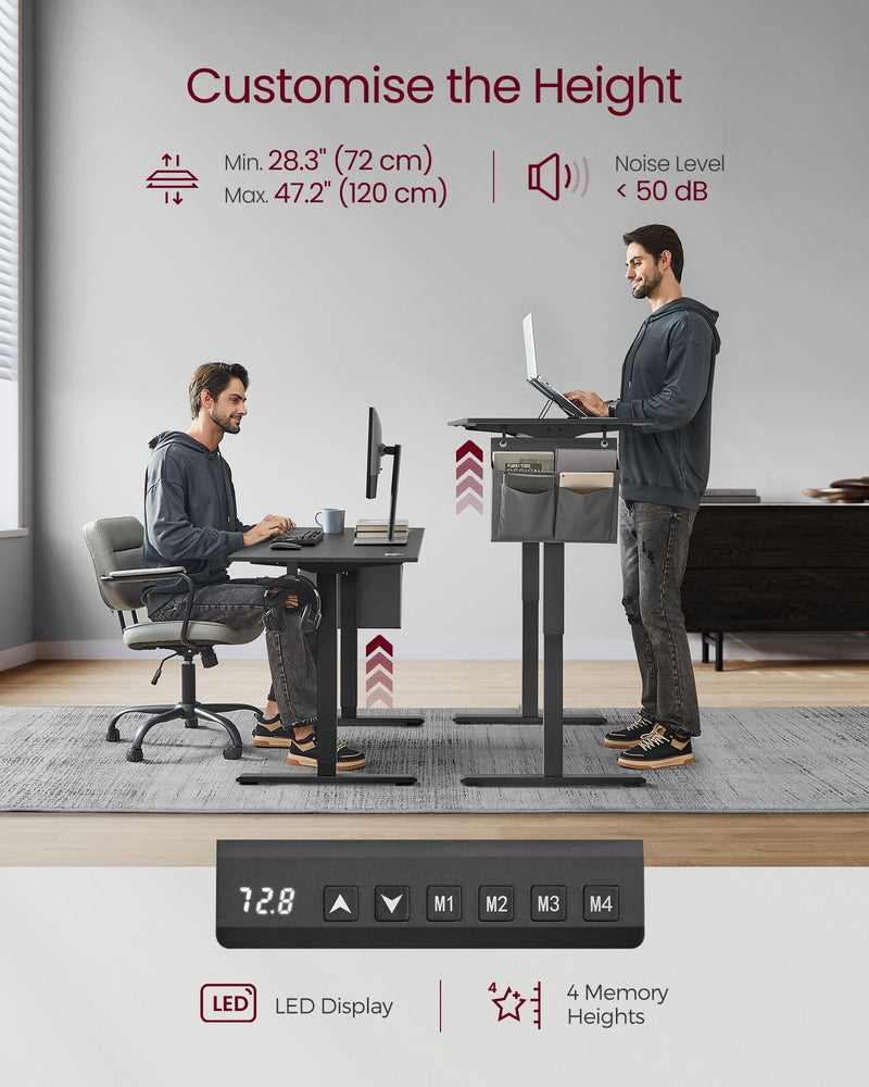 Height Adjustable Office Desk 120 x 60 cm Ergonomic Sit Stand Workstation by Vasagle