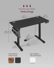 Height Adjustable Office Desk 120 x 60 cm Ergonomic Sit Stand Workstation by Vasagle