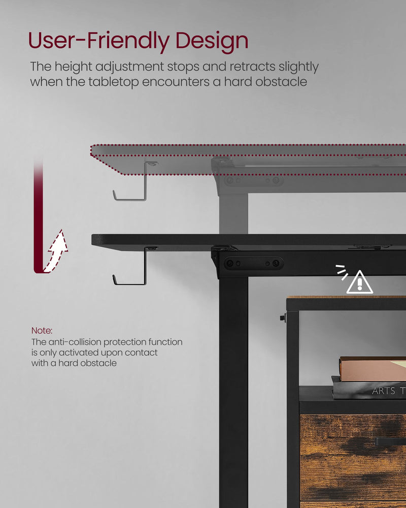 Height Adjustable Office Desk 120 x 60 cm Ergonomic Sit Stand Workstation by Vasagle