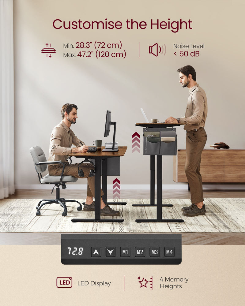 Height Adjustable Standing Desk 120 x 60 cm with Ergonomic Sit Stand Design by Vasagle