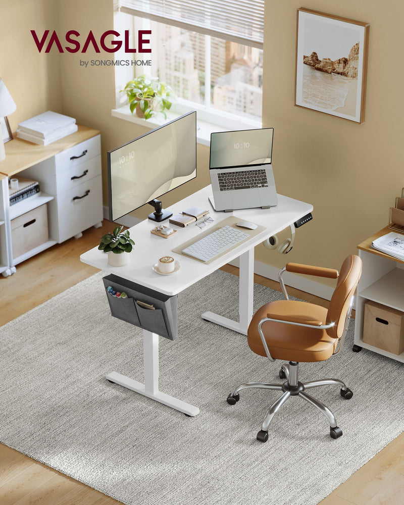 Height Adjustable Office Desk 120 x 60 cm Sit Stand Workstation in White by Vasagle