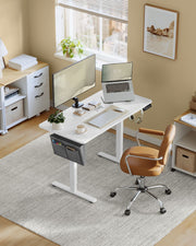 Height Adjustable Office Desk 120 x 60 cm Sit Stand Workstation in White by Vasagle