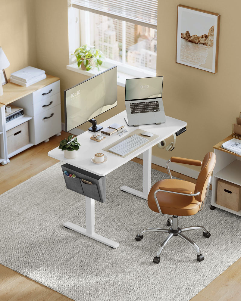 Height Adjustable Office Desk 120 x 60 cm Sit Stand Workstation in White by Vasagle