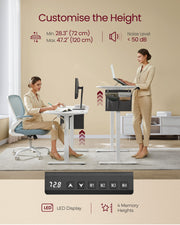 Height Adjustable Office Desk 120 x 60 cm Sit Stand Workstation in White by Vasagle