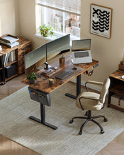 Height Adjustable Standing Desk 140 x 60 cm Ergonomic Sit Stand Workstation by Vasagle