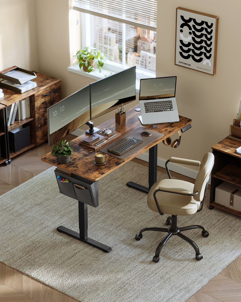 Height Adjustable Standing Desk 140 x 60 cm Ergonomic Sit Stand Workstation by Vasagle