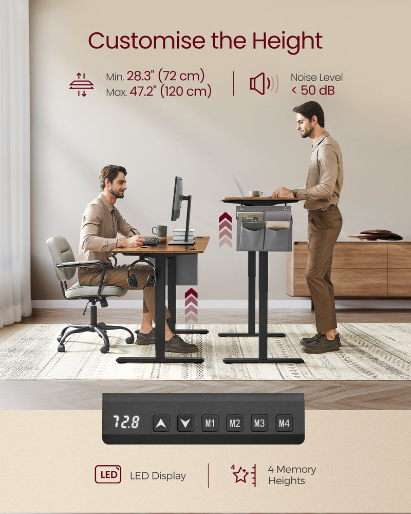 Height Adjustable Standing Desk 140 x 60 cm Ergonomic Sit Stand Workstation by Vasagle