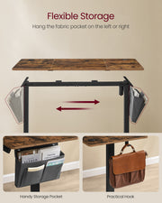 Height Adjustable Standing Desk 140 x 60 cm Ergonomic Sit Stand Workstation by Vasagle