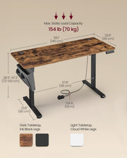 Height Adjustable Standing Desk 140 x 60 cm Ergonomic Sit Stand Workstation by Vasagle