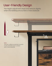 Height Adjustable Standing Desk 140 x 60 cm Ergonomic Sit Stand Workstation by Vasagle