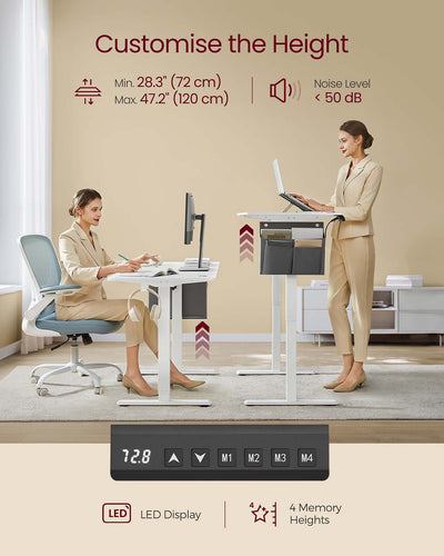 140x60cm Height Adjustable Office Desk Ergonomic Sit Stand Workstation by Vasagle