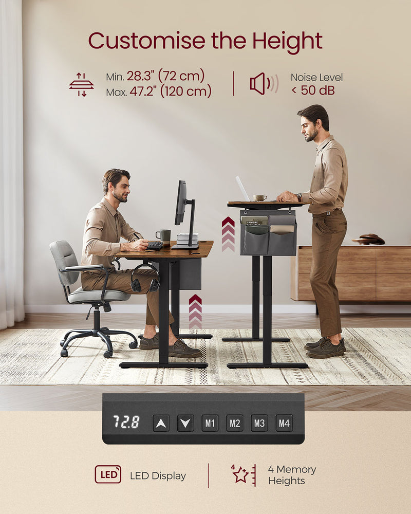 Electric Height Adjustable Desk with 4 Memory Presets 70 x 160 cm Sit Stand by Vasagle