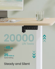 160x70cm Electric Height Adjustable Desk for Home Office with 4 Memory Settings , White & Oak VASAGLE
