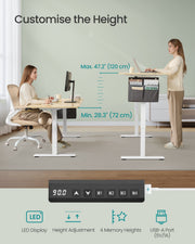 160x70cm Electric Height Adjustable Desk for Home Office with 4 Memory Settings , White & Oak VASAGLE