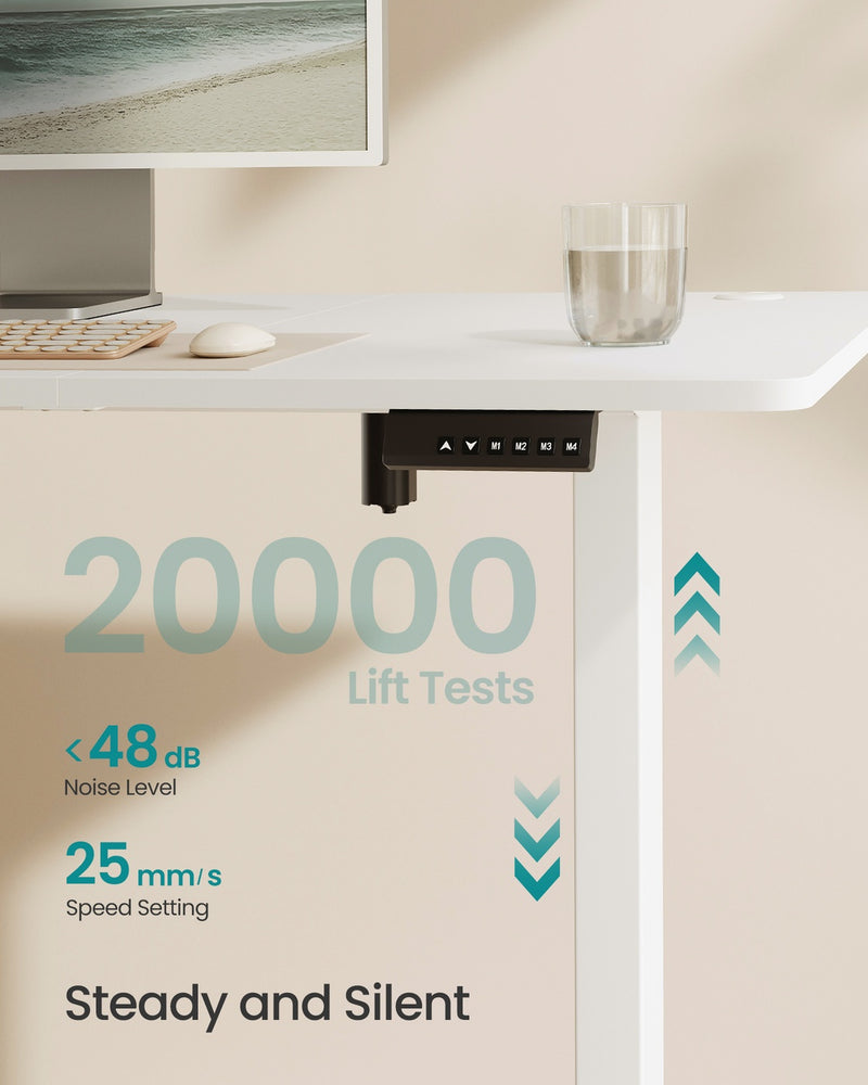 180x80 White Electric Height Adjustable Standing Office Desk with 4 Memory Presets for Home Office by Vasagle