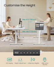 180x80 White Electric Height Adjustable Standing Office Desk with 4 Memory Presets for Home Office by Vasagle