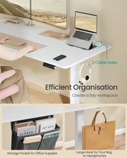 180x80 White Electric Height Adjustable Standing Office Desk with 4 Memory Presets for Home Office by Vasagle