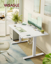 Electric Height Adjustable Standing Desk with USB C Port and Cable Tray Matte White by Vasagle VASAGLE