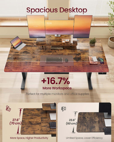 Electric Standing Desk with Adjustable Height and Built In Drawer for Home Office by Vasagle