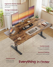 Electric Standing Desk with Adjustable Height and Built In Drawer for Home Office by Vasagle