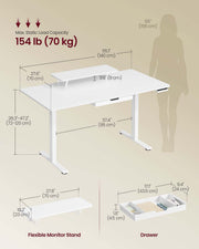 Electric standing desk with adjustable height and built in drawer VASAGLE
