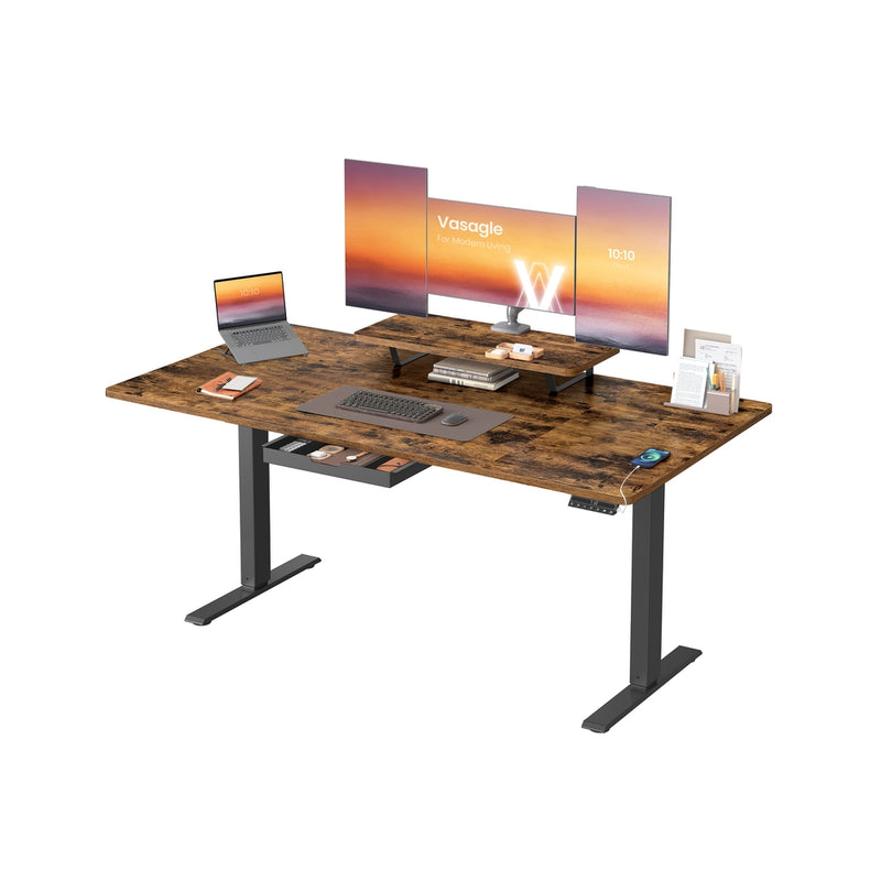160x80 Adjustable Electric Standing Office Desk with Memory Settings and Quiet Motor by Vasagle