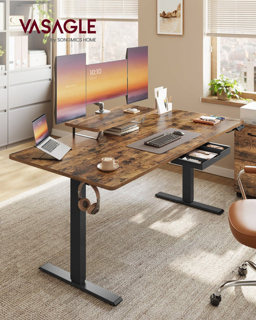 160x80 Adjustable Electric Standing Office Desk with Memory Settings and Quiet Motor by Vasagle