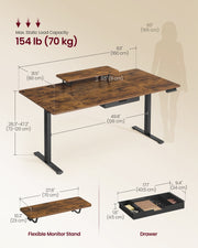 160x80 Adjustable Electric Standing Office Desk with Memory Settings and Quiet Motor by Vasagle