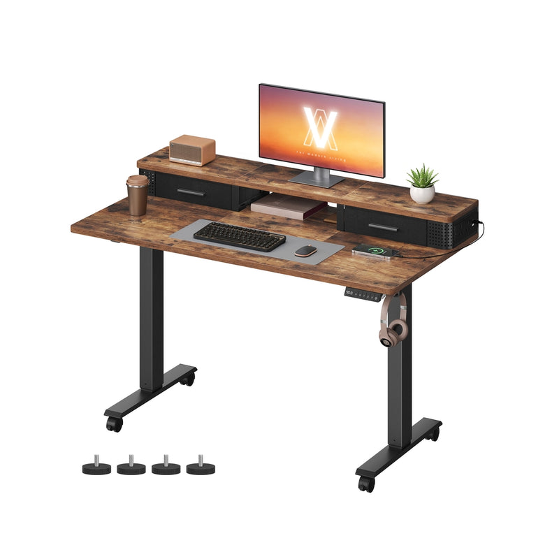 120x60 Electric Standing Office Desk with Built In Power Strip and Height Adjustment by Vasagle