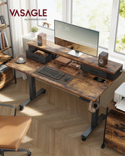 120x60 Electric Standing Office Desk with Built In Power Strip and Height Adjustment by Vasagle