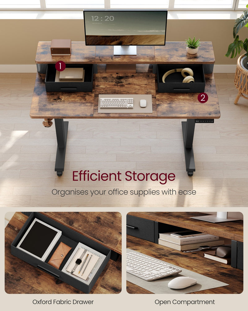120x60 Electric Standing Office Desk with Built In Power Strip and Height Adjustment by Vasagle