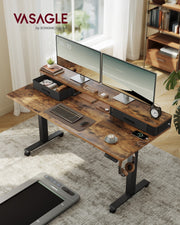 140x60cm Electric Height Adjustable Standing Office Desk with Built In Power Strip and Spacious Top by Vasagle
