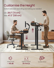 140x60cm Electric Height Adjustable Standing Office Desk with Built In Power Strip and Spacious Top by Vasagle