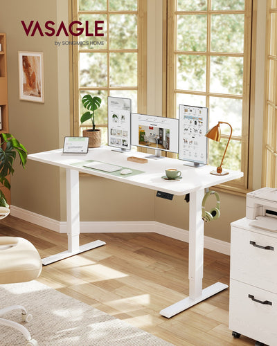 Electric Height Adjustable Desk 140x60 cm White Ergonomic Workspace by Vasagle VASAGLE