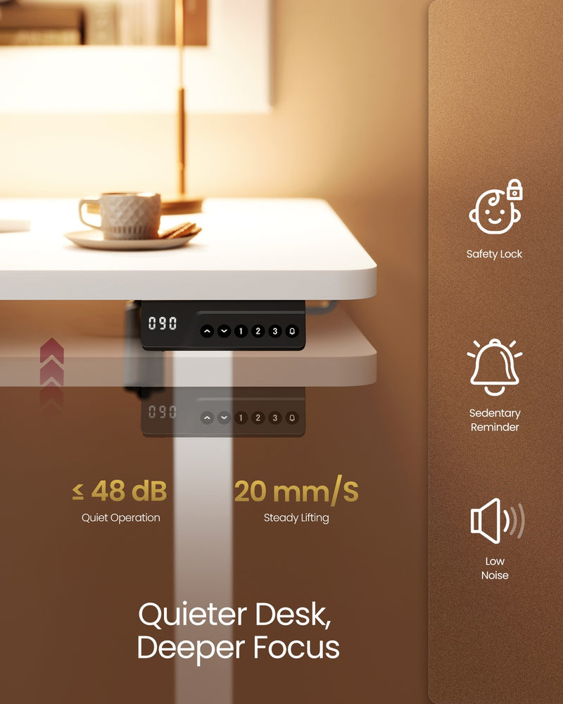 Electric Height Adjustable Desk 140x60 cm White Ergonomic Workspace by Vasagle VASAGLE