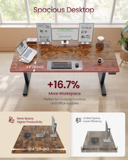 Rustic Brown Height Adjustable Electric Standing Desk 160x70cm Ergonomic by VASAGLE VASAGLE