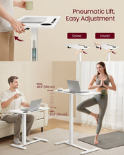 Adjustable Overbed Table with Lockable Wheels and Device Slots for Bedroom Use by Vasagle