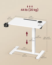 Adjustable Overbed Table with Lockable Wheels and Device Slots for Bedroom Use by Vasagle