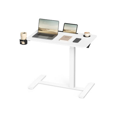 Adjustable Overbed Table with Wheels and Device Slots for Bedroom or Hospital Use by Vasagle