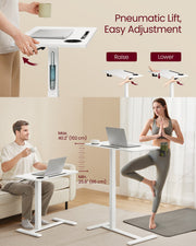 Adjustable Overbed Table with Wheels and Device Slots for Bedroom or Hospital Use by Vasagle