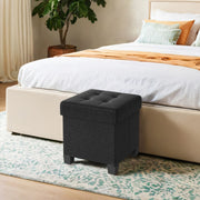 Small Foldable Storage Ottoman Foot Stool with Padded Seat 38 cm Cube by Songmics