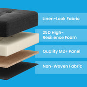 Small Foldable Storage Ottoman Foot Stool with Padded Seat 38 cm Cube by Songmics